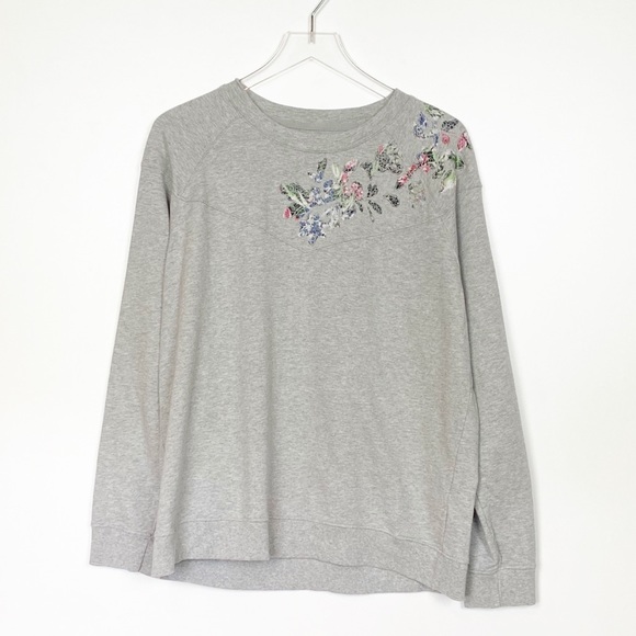 Lucky Brand Crew Sweatshirt Floral Embroidered - Picture 3 of 5